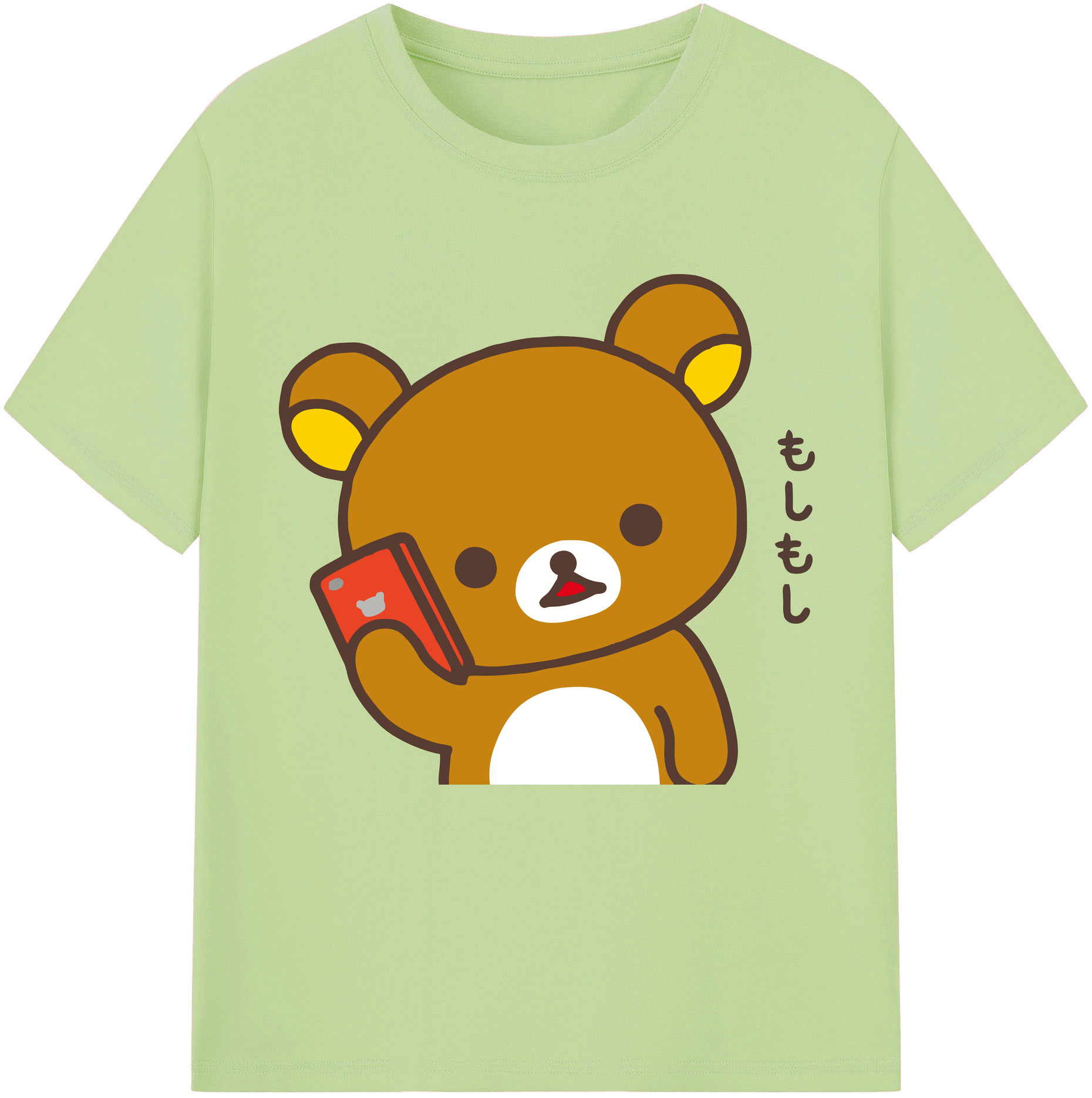 （画像用） リラックマ リラックマ キイロイトリ Rilakkuma Korilakkuma Kiiroitori 綿100％半袖Tシャツ（フロントプリント）